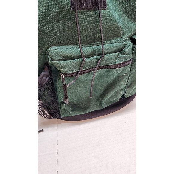Eddie Bauer Green Canvas Backpack With Multiple Compartments & Drawstring Closur - Picture 14 of 16
